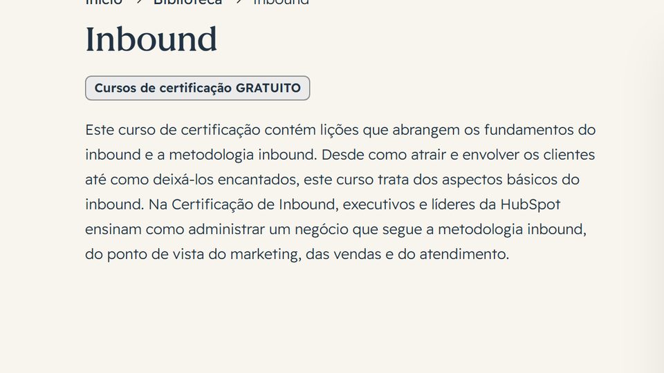 Página do curso Inbound